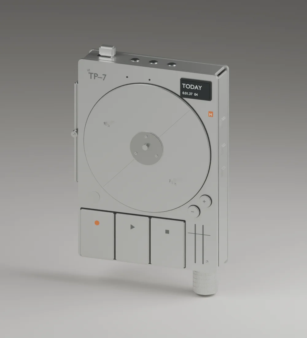 Silver TP–7 field recorder, shown at a three-quarter angle