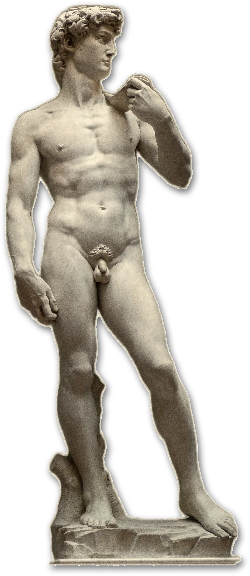 Michelangelo's marble David, standing, cut out