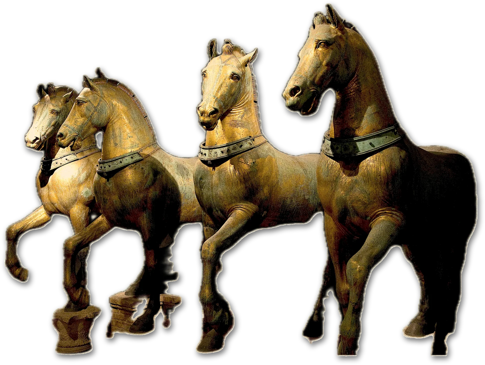 The four gilded copper horses of St Mark's Basilica, cut out