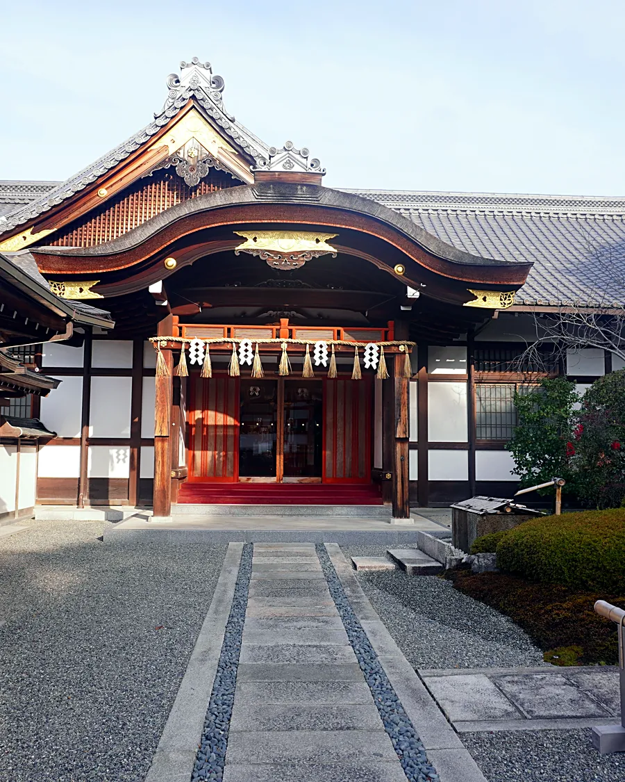 Temple hall and stone approach, Nara