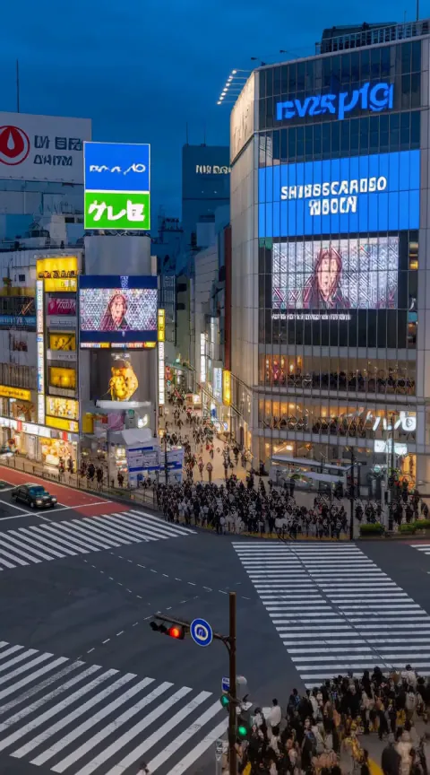 Shibuya scramble at night