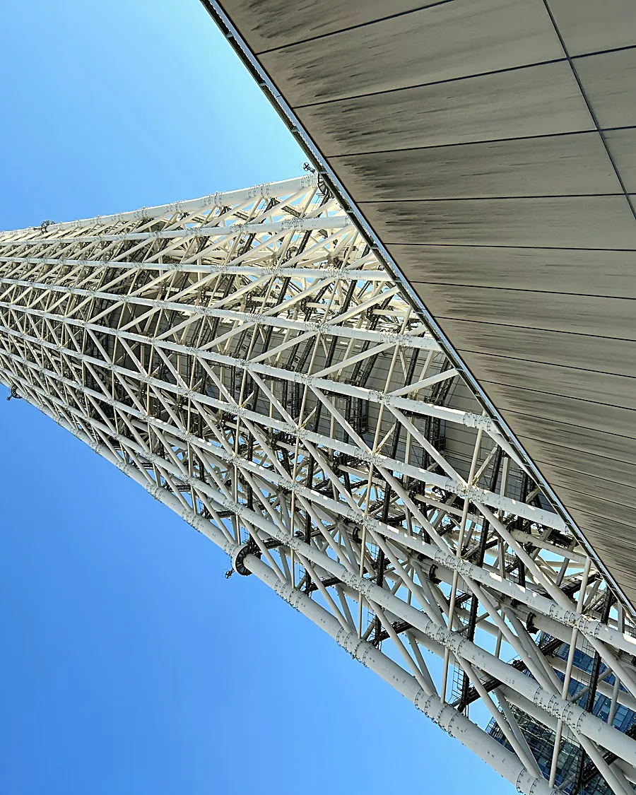 Looking straight up the Tokyo Skytree